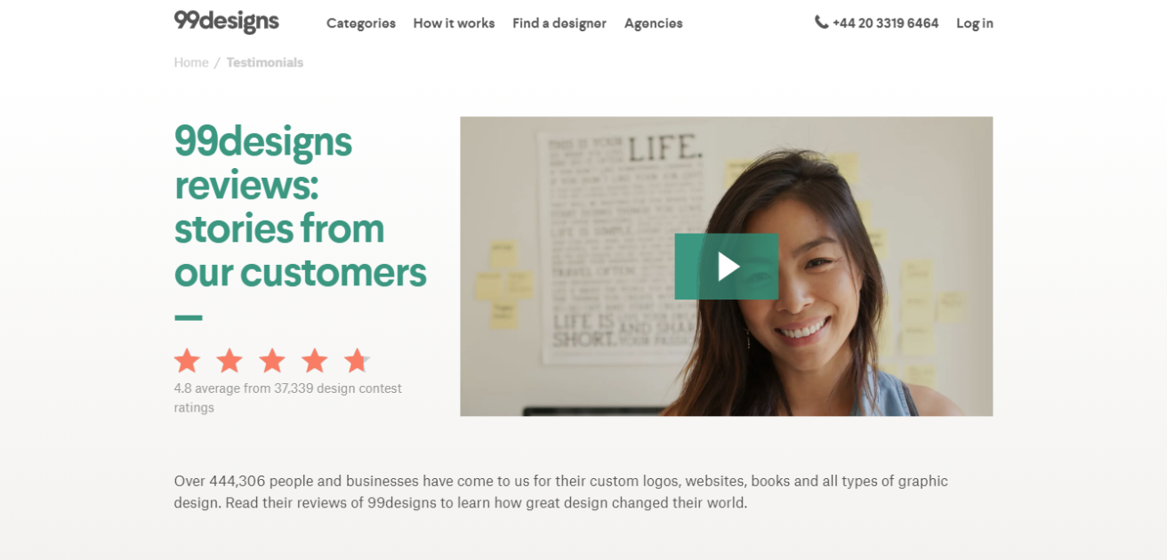 User reviews at 99designs